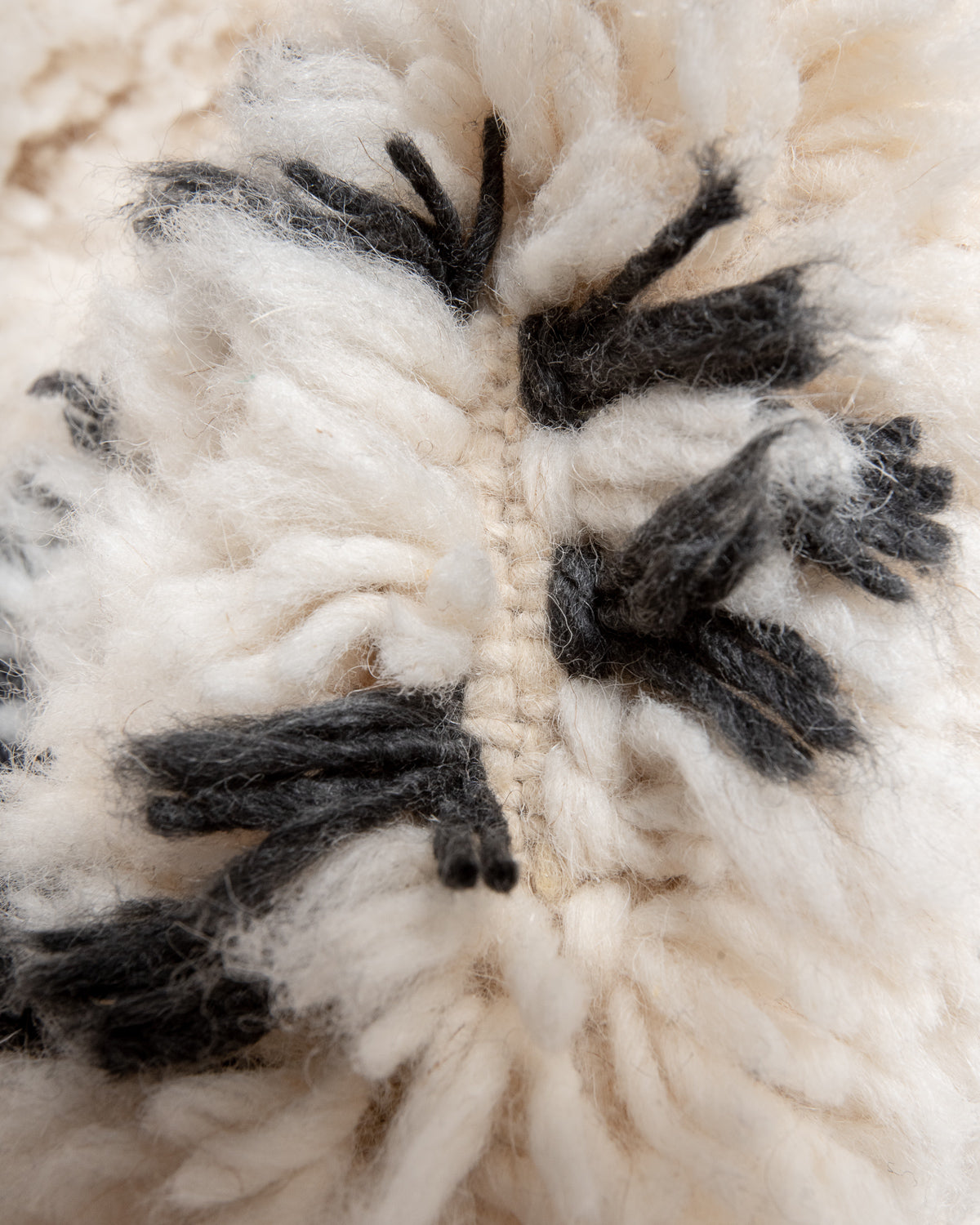 Modern, designer, handcrafted Berber rug from Morocco. Beniourain carpet with beautiful colours and patterns and fluffy wool texture.